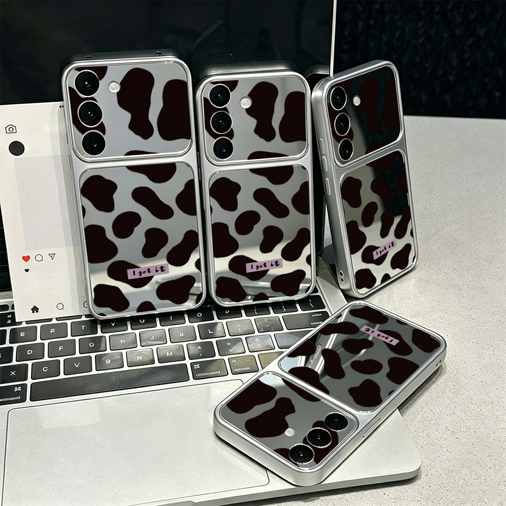 Samsung Galaxy S25 - Y2K Aesthetic Cow Print Mirror Phone